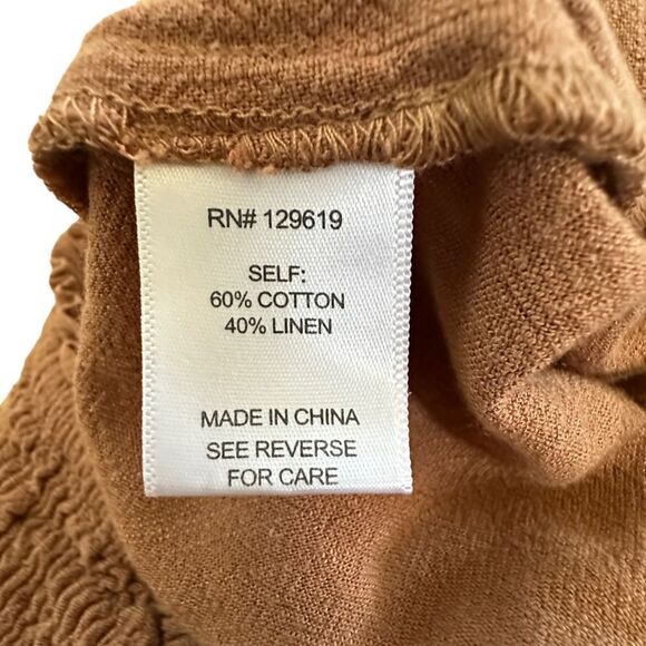 Allie Rose ~ Brown smocked strapless jumper ~ size M ~ cotton/linen blend - Picture 8 of 16